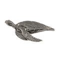 Detailed Antique Pewter Sea Turtle Side View Pin that can be worn on a hat, jacket, backpack, etc.