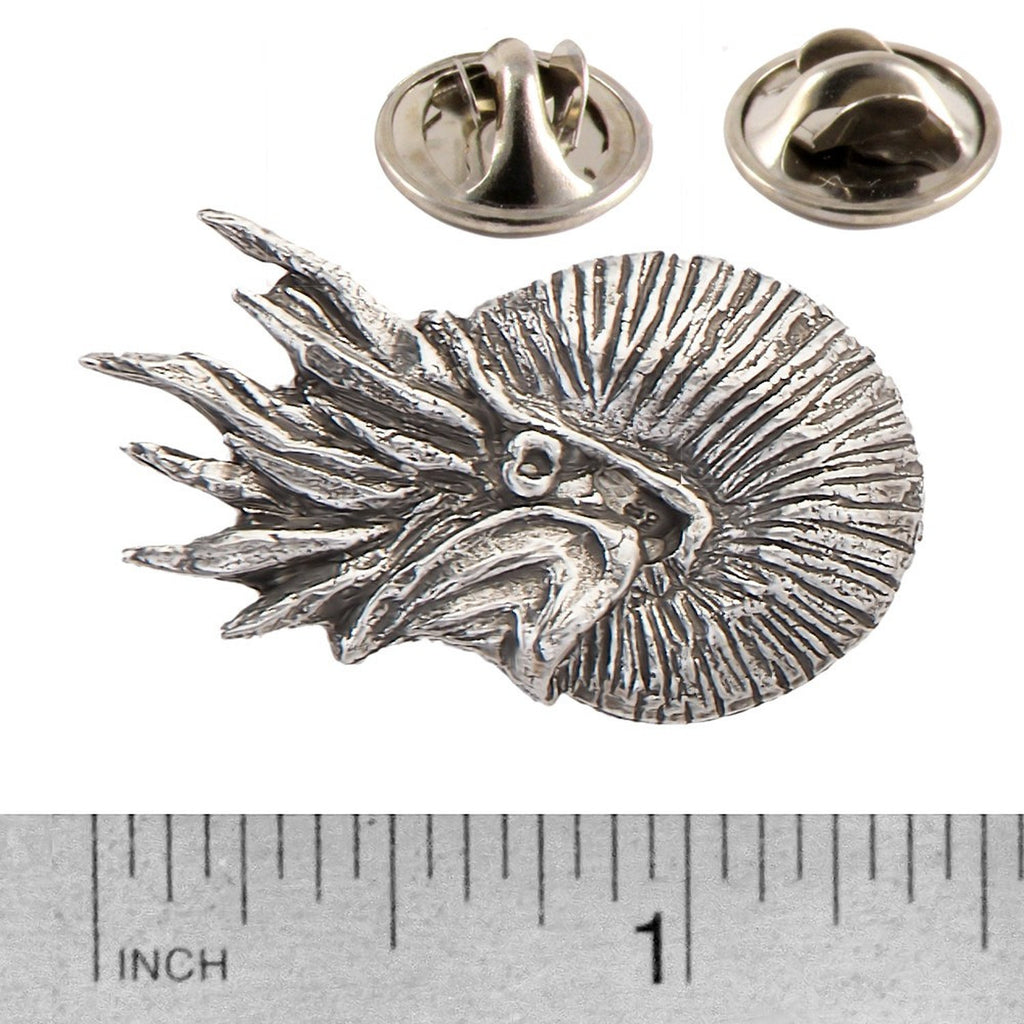 A handcrafted Nautilus Pin next to a ruler, available for sale at Creativeartisan.com - the image offers a sense of scale