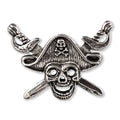 Detailed Antique Pewter Pirate Head Pin that can be worn on a hat, jacket, backpack, etc.