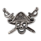 Detailed Antique Pewter Pirate Head Pin that can be worn on a hat, jacket, backpack, etc.