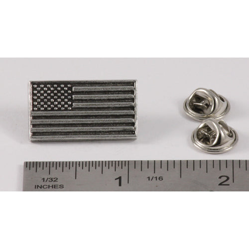 A handcrafted American Flag Profile Pin next to a ruler, available for sale at Creativeartisan.com - the image offers a sense of scale