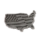 Detailed Antique Pewter American Flag In USA Outline Large Pin that can be worn on a hat, jacket, backpack, etc.