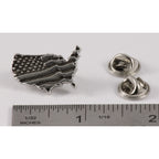 A handcrafted American Flag In Usa Outline Small Pin next to a ruler, available for sale at Creativeartisan.com - the image offers a sense of scale