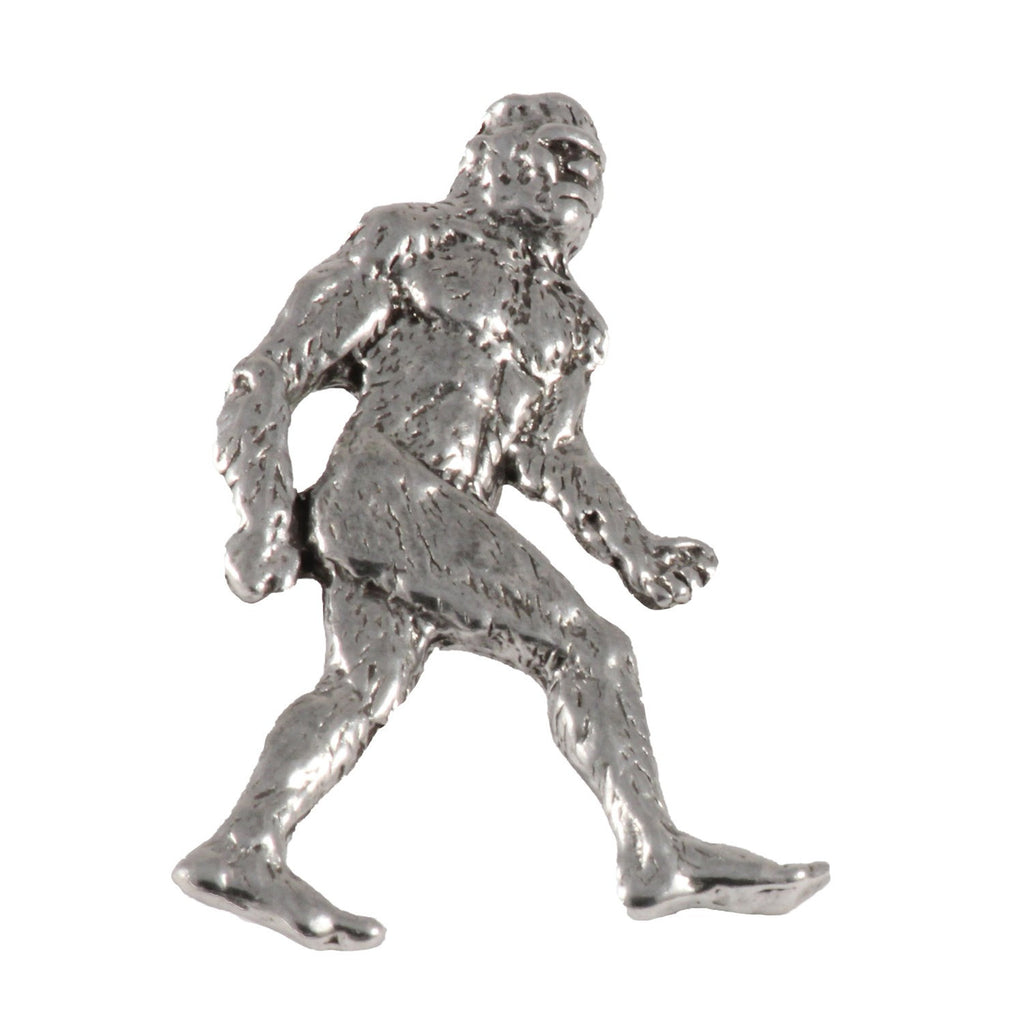 Detailed Antique Pewter Sasquatch (Bigfoot) Full Body Pin that can be worn on a hat, jacket, backpack, etc.