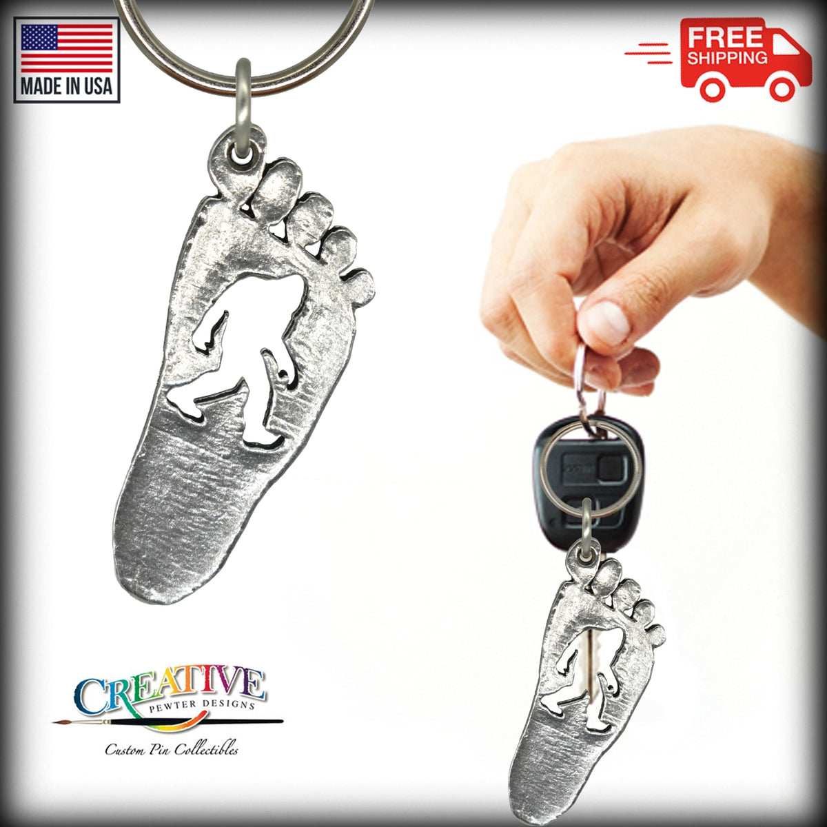 Bigfoot Print Keychain A175KC