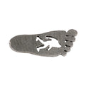 Detailed Antique Pewter Sasquatch (Bigfoot) Footprint Pin that can be worn on a hat, jacket, backpack, etc.