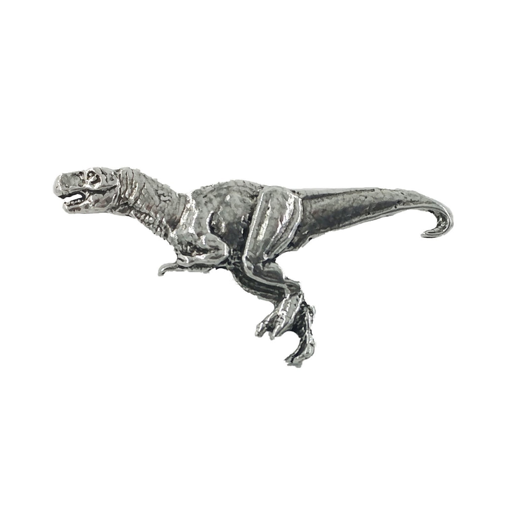 Detailed Antique Pewter Tyrannosaurus Rex Pin that can be worn on a hat, jacket, backpack, etc.