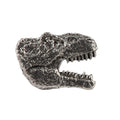 Detailed Antique Pewter Tyrannosaurus Rex Head Pin that can be worn on a hat, jacket, backpack, etc.