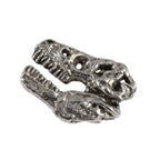 Detailed Antique Pewter Tyrannosaurus Rex Fossilized Head Pin that can be worn on a hat, jacket, backpack, etc.