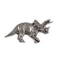 Detailed Antique Pewter Triceratops Pin that can be worn on a hat, jacket, backpack, etc.