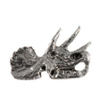 Detailed Antique Pewter Triceratops Fossilized Head Pin that can be worn on a hat, jacket, backpack, etc.