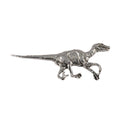Detailed Antique Pewter Velociraptor Pin that can be worn on a hat, jacket, backpack, etc.