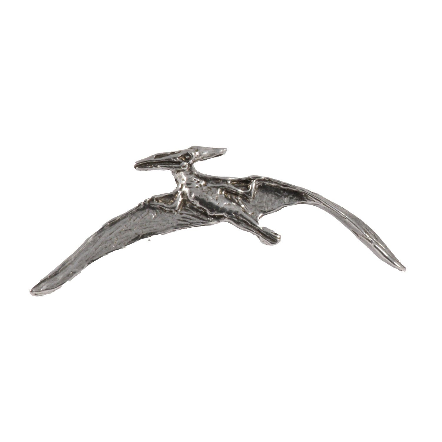 Detailed Antique Pewter Pterodactyl Flying Pin that can be worn on a hat, jacket, backpack, etc.