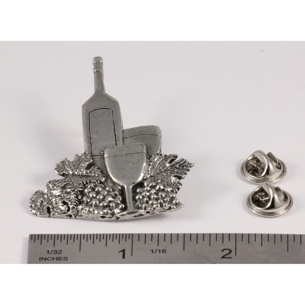 A handcrafted White Wine Bottle Glass Pin next to a ruler, available for sale at Creativeartisan.com - the image offers a sense of scale