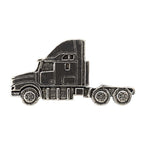 Detailed Antique Pewter Semi Truck Long Nose Pin that can be worn on a hat, jacket, backpack, etc.