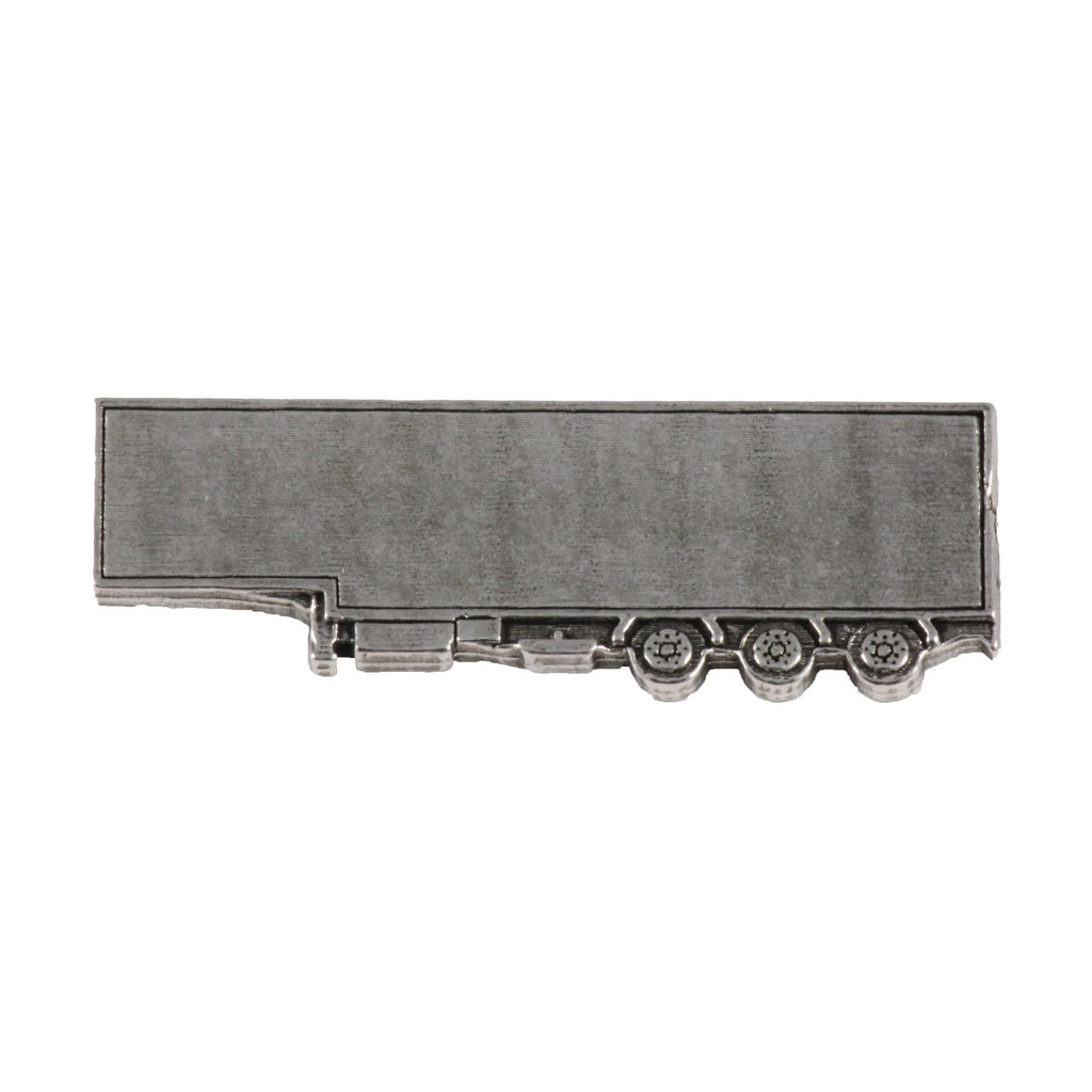 Detailed Antique Pewter Semi Truck Trailer Pin that can be worn on a hat, jacket, backpack, etc.
