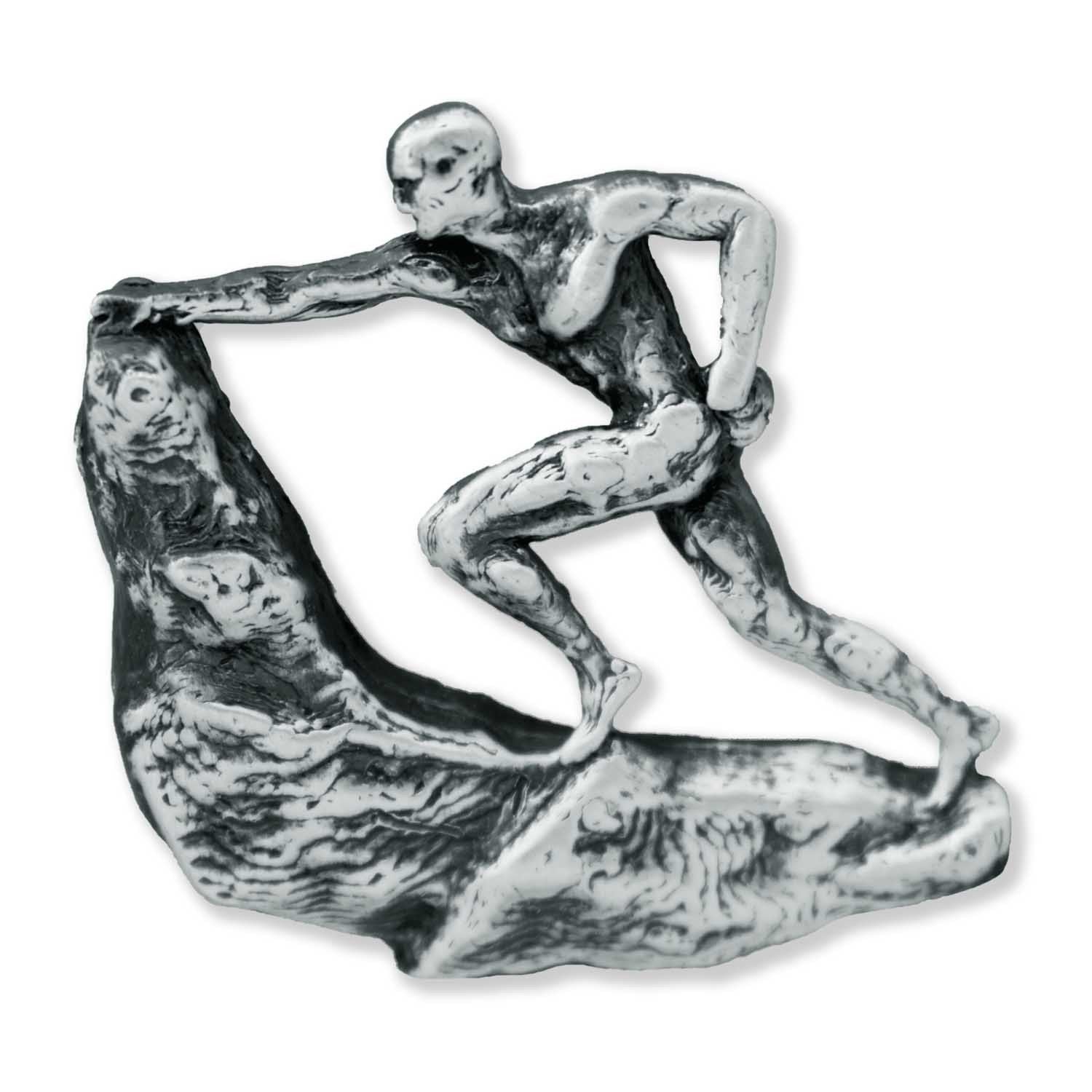 Detailed Antique Pewter Rock Climber Male Pin that can be worn on a hat, jacket, backpack, etc.
