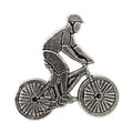 Detailed Antique Pewter Bicycler Pin that can be worn on a hat, jacket, backpack, etc.