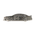 Detailed Antique Pewter Race Car Pin that can be worn on a hat, jacket, backpack, etc.
