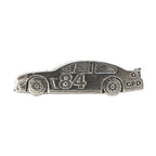 Detailed Antique Pewter Race Car Pin that can be worn on a hat, jacket, backpack, etc.