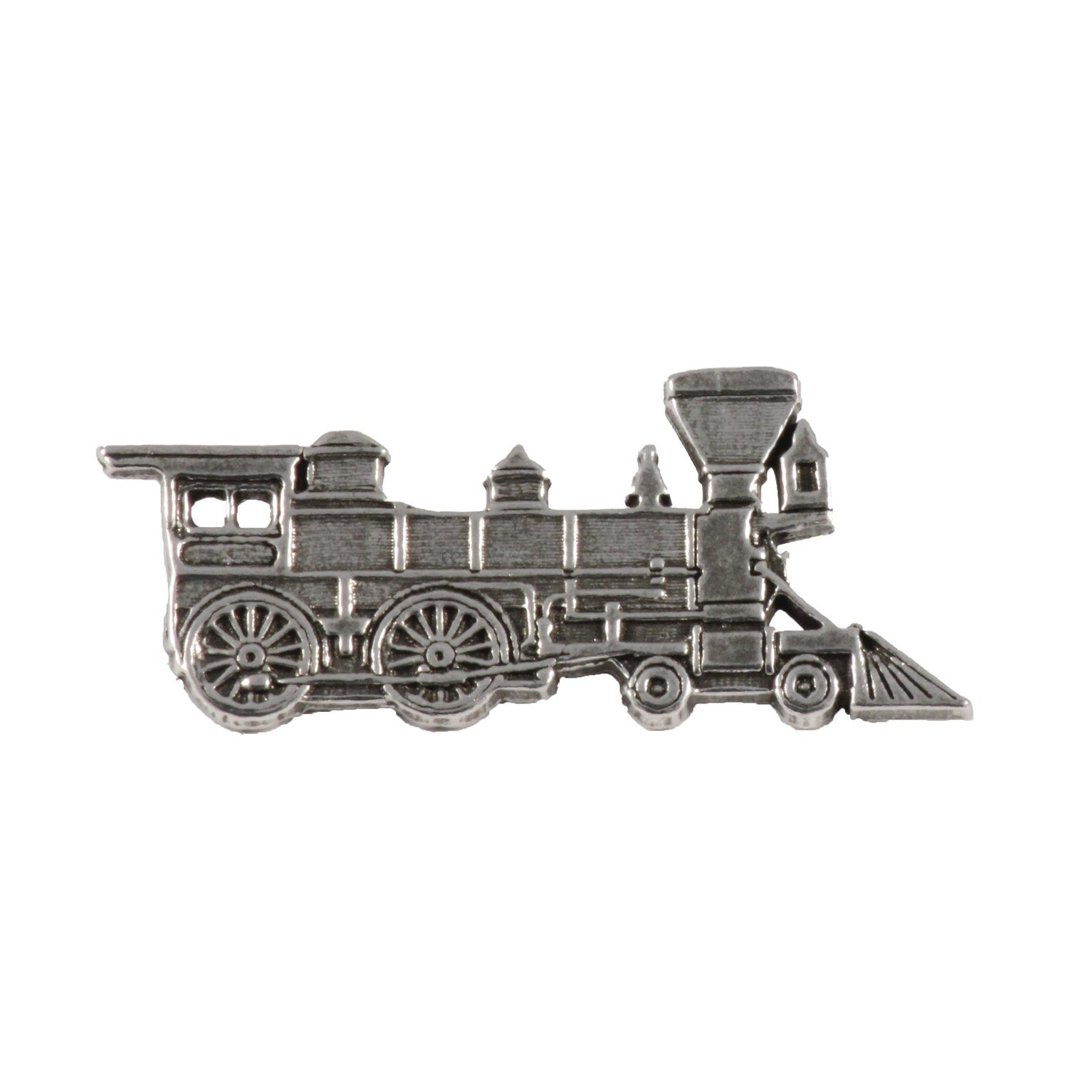 Detailed Antique Pewter Train Engine Pin that can be worn on a hat, jacket, backpack, etc.