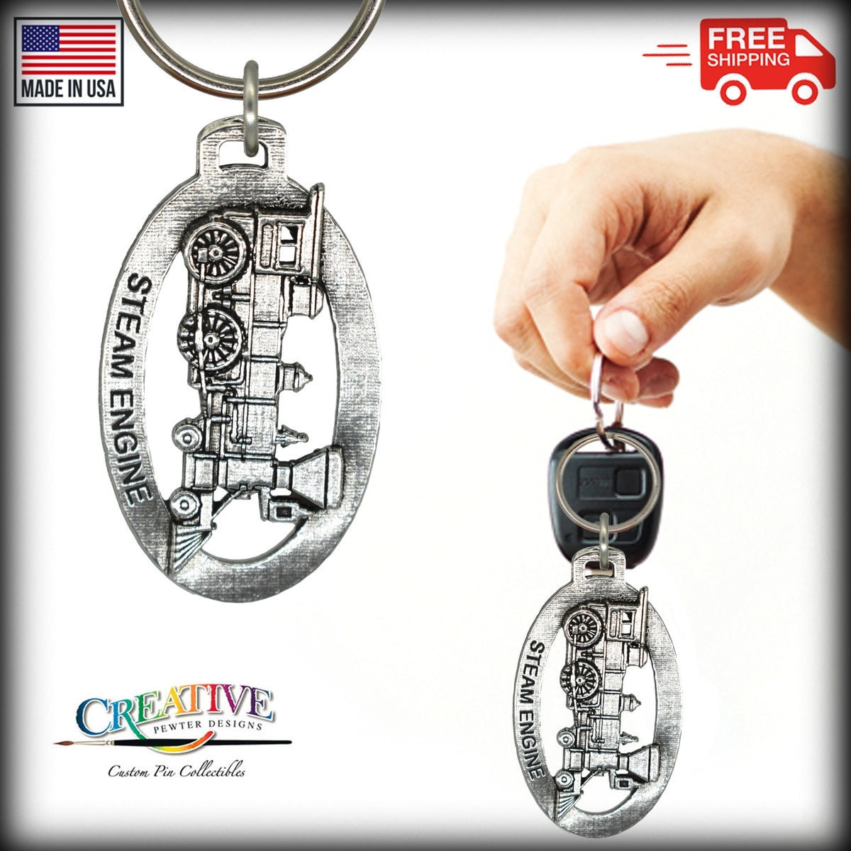 Steam Train Engine Keychain A246KC