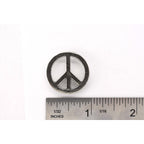 A handcrafted Peace Sign Plain Pin next to a ruler, available for sale at Creativeartisan.com - the image offers a sense of scale