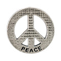 Detailed Antique Pewter Peace Imprinted with Peace Pin that can be worn on a hat, jacket, backpack, etc.