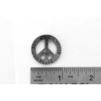 A handcrafted Peace With Peace Love Kindness Pin next to a ruler, available for sale at Creativeartisan.com - the image offers a sense of scale