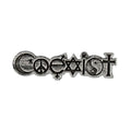 Detailed Antique Pewter Coexist Pin that can be worn on a hat, jacket, backpack, etc.