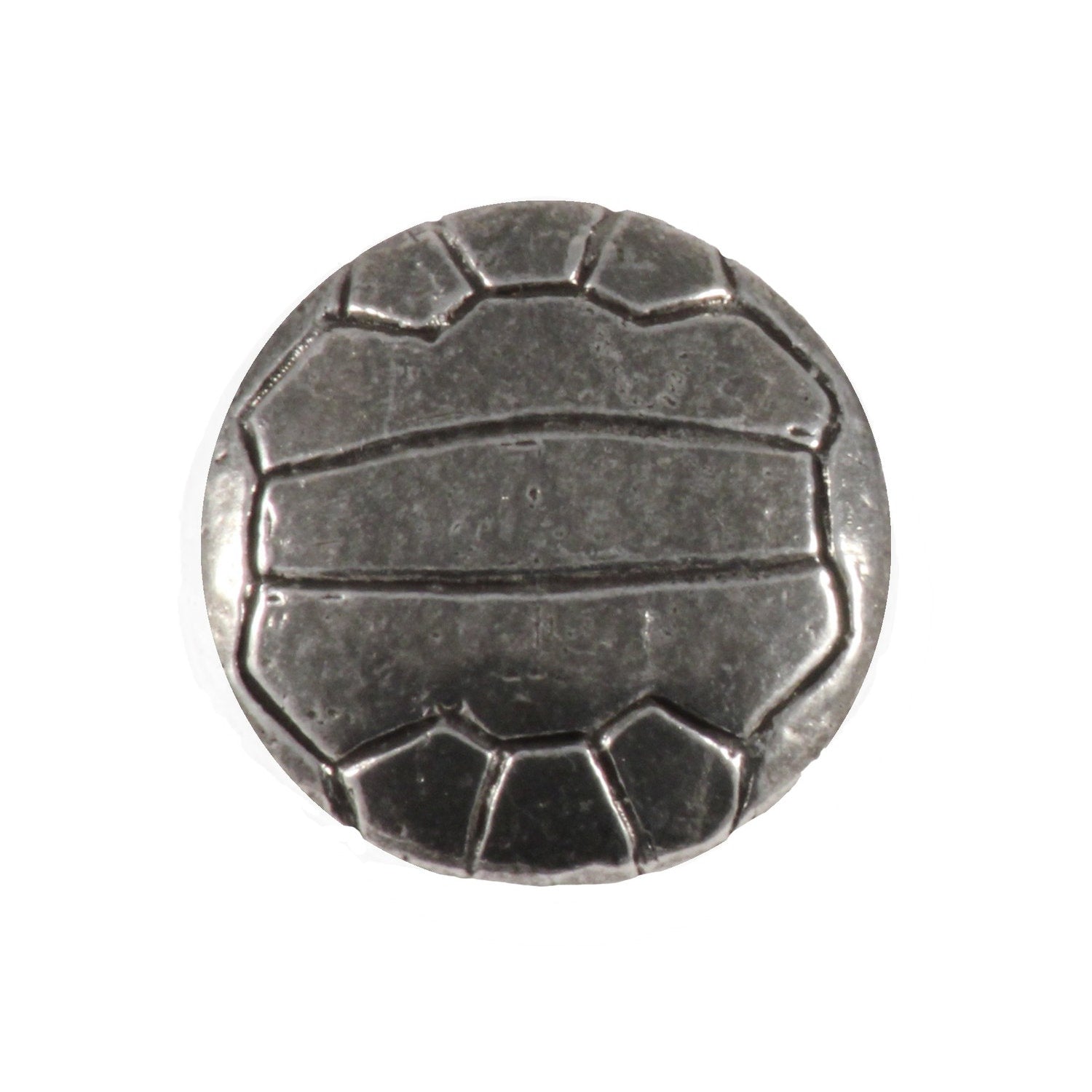 Detailed Antique Pewter Soccer Ball w Lines Pin that can be worn on a hat, jacket, backpack, etc.