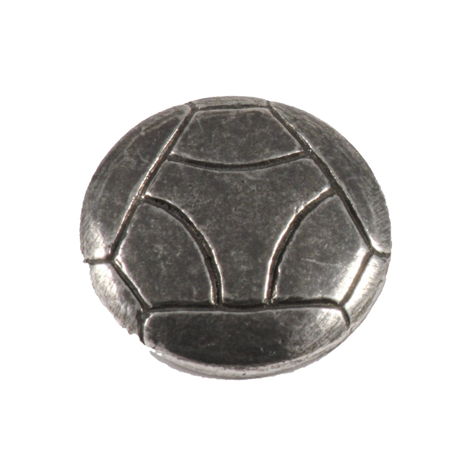 Detailed Antique Pewter Soccer Ball W / Y Pin that can be worn on a hat, jacket, backpack, etc.