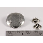 A handcrafted Baseball Pin next to a ruler, available for sale at Creativeartisan.com - the image offers a sense of scale