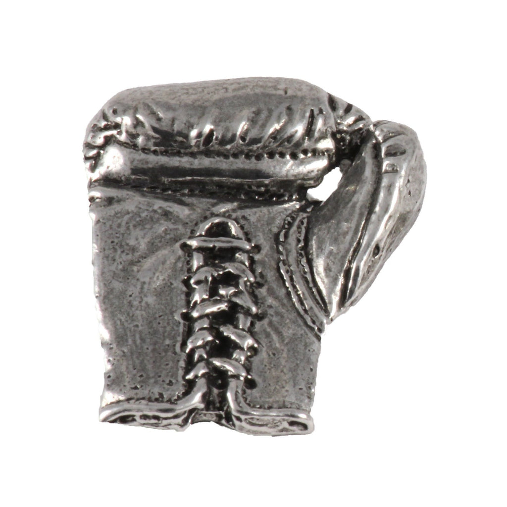 Detailed Antique Pewter Boxing Glove Pin that can be worn on a hat, jacket, backpack, etc.