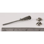 A handcrafted La Crosse Native Stick Pin next to a ruler, available for sale at Creativeartisan.com - the image offers a sense of scale