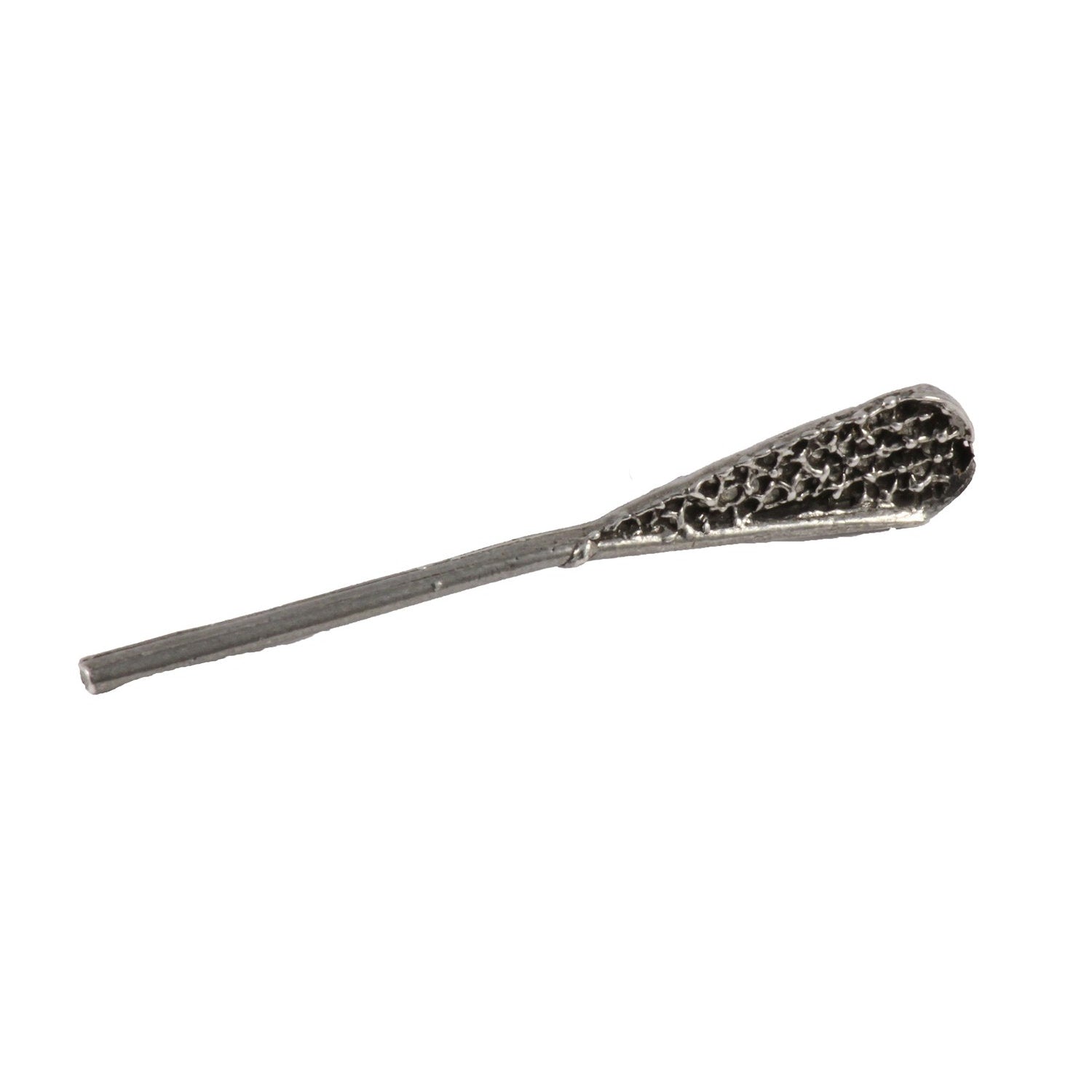 Detailed Antique Pewter La Crosse Native Stick Pin that can be worn on a hat, jacket, backpack, etc.