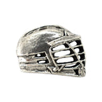 Detailed Antique Pewter La Crosse Helmet Pin that can be worn on a hat, jacket, backpack, etc.