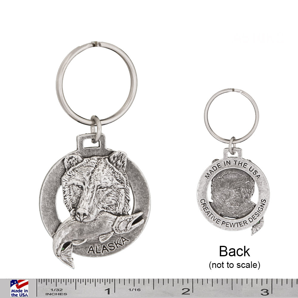 Grizzly with Salmon Alaska Keychain A610KC