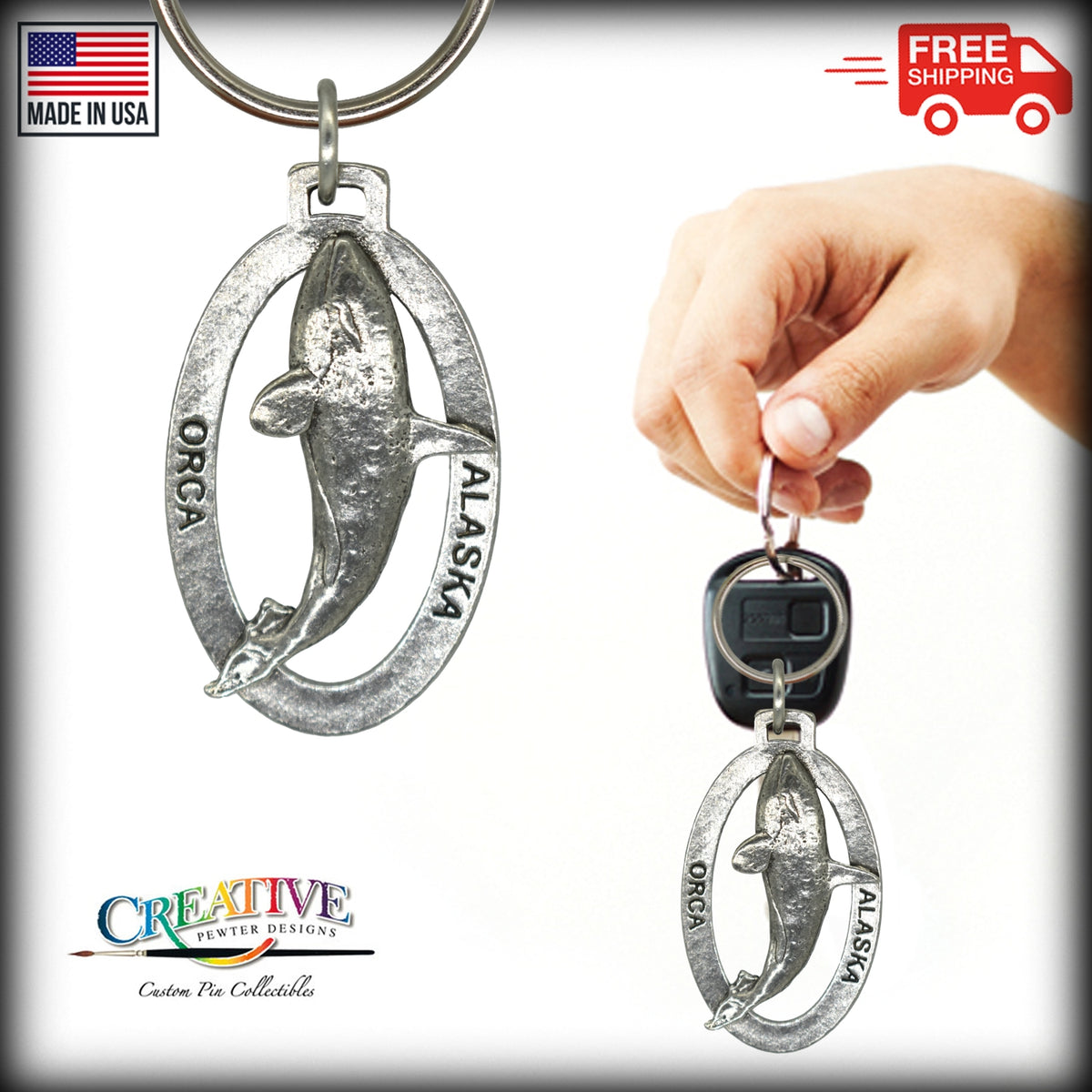 Alaska Orca Whale Keychain A612KC