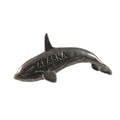 Detailed Antique Pewter Killer Whale Orca Alaska Pin that can be worn on a hat, jacket, backpack, etc.