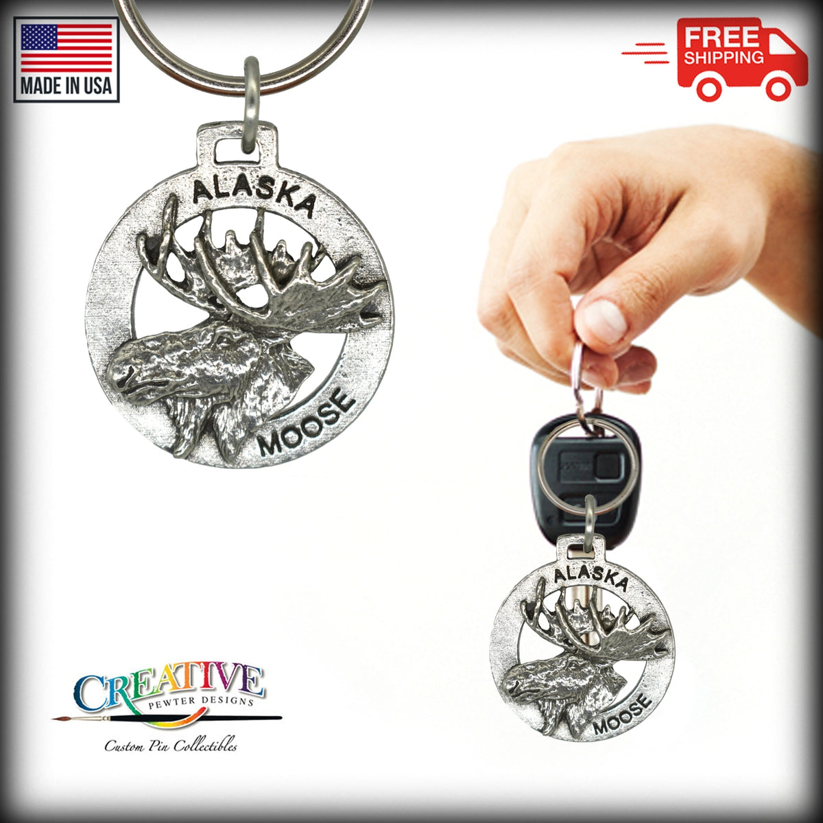 Moose Head Alaska Keychain A614KC