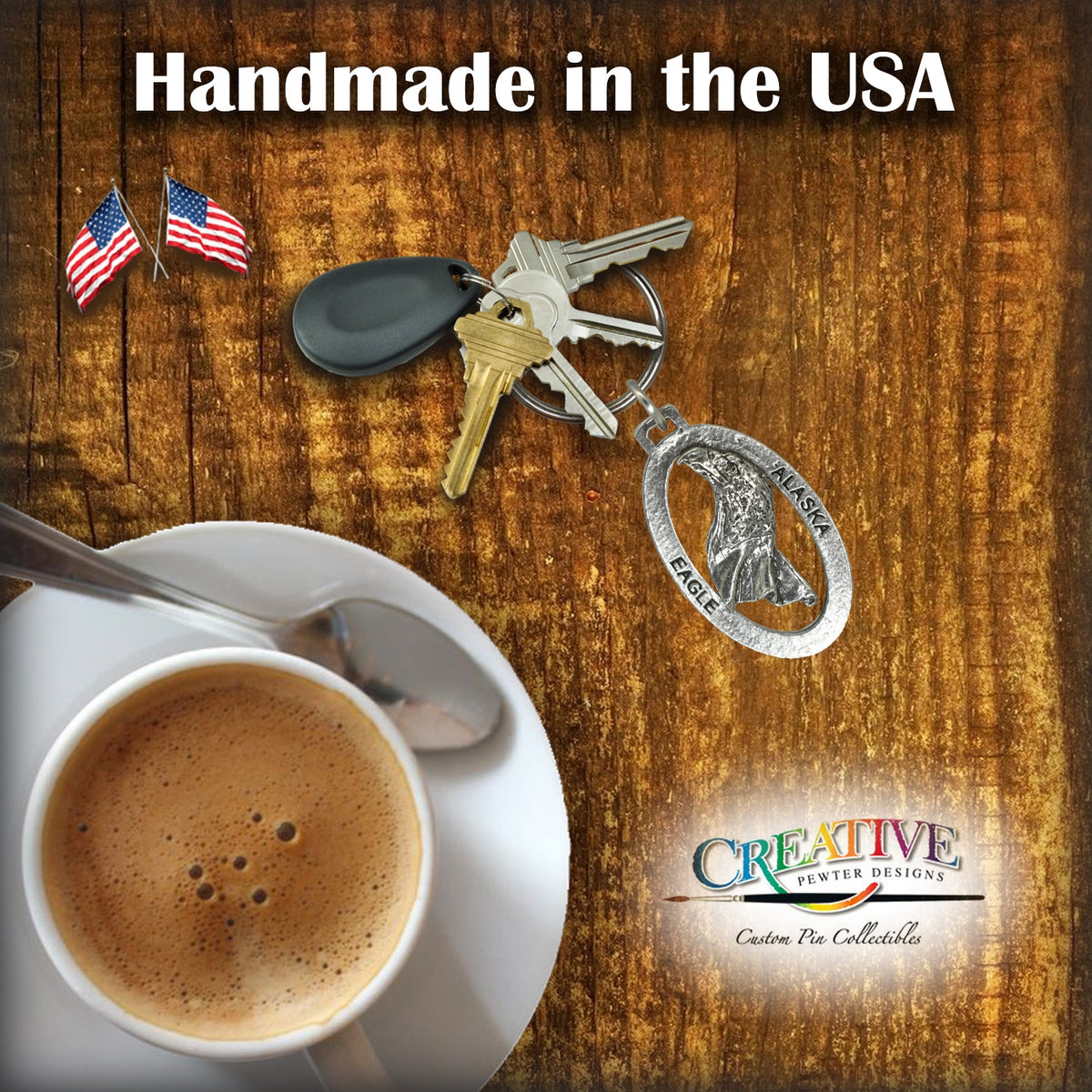 Alaska Bald Eagle Head Keychain A616KC