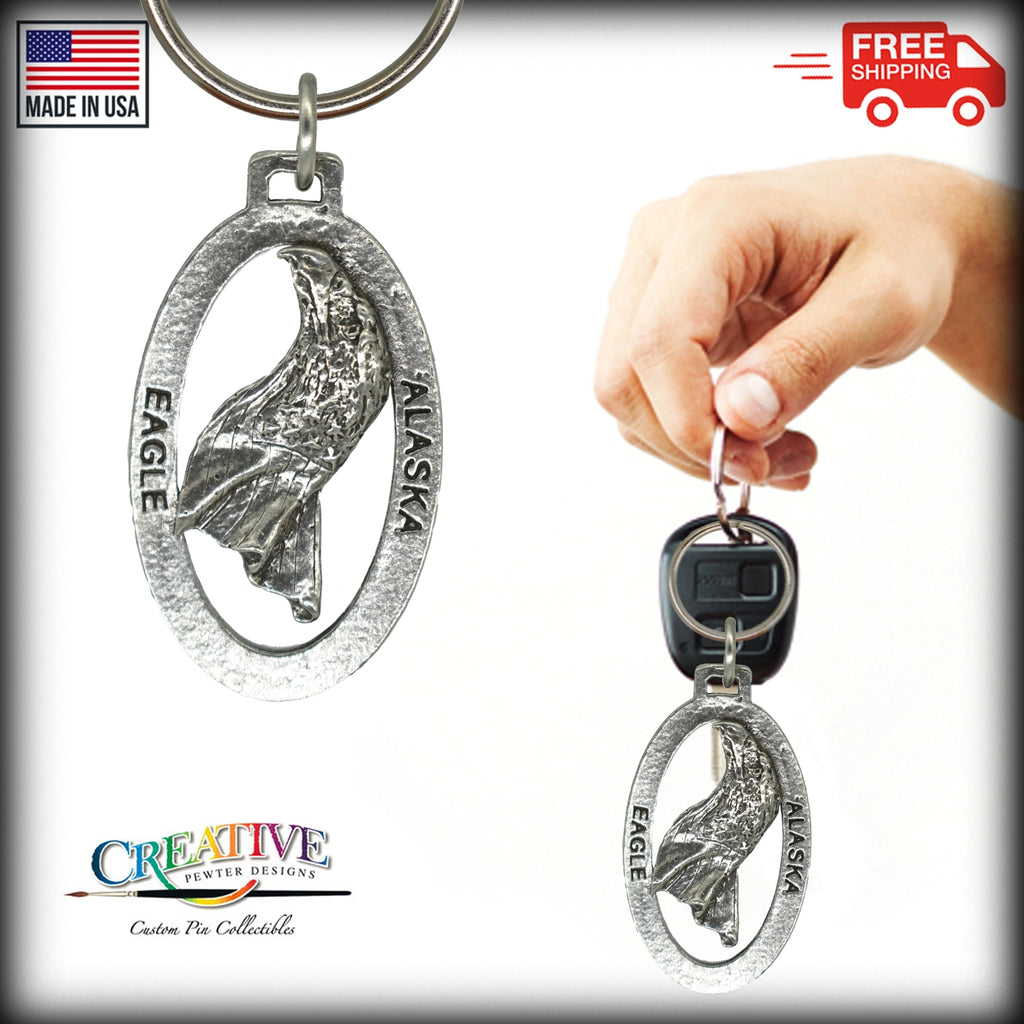 Alaska Bald Eagle Head Keychain A616KC