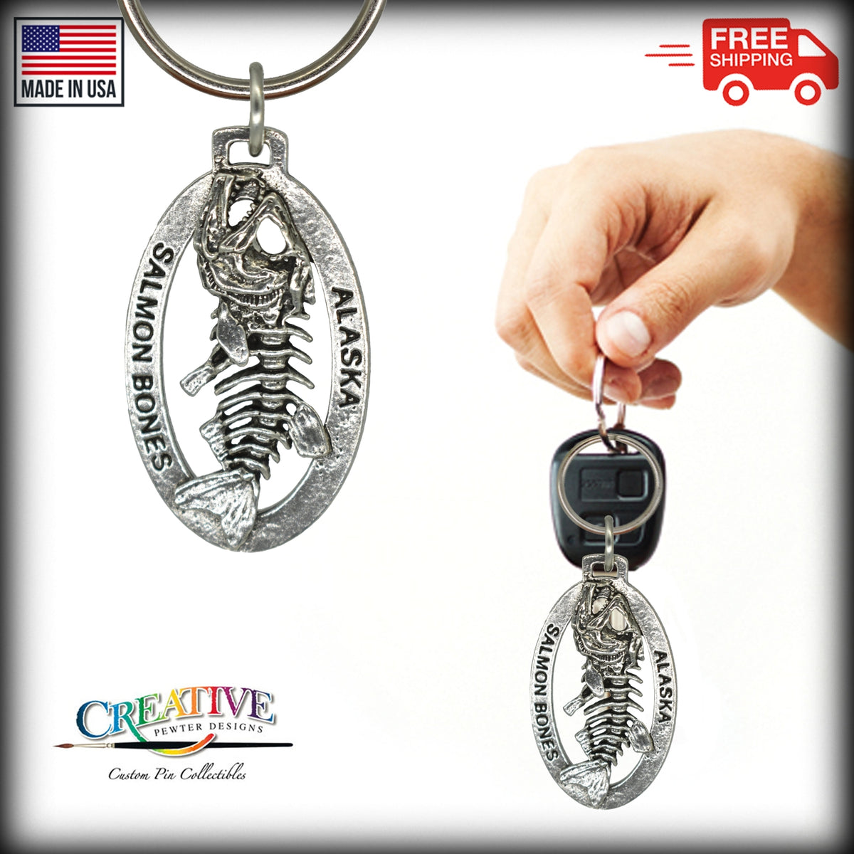 Alaska Skeleton Fish Keychain A624KC