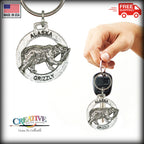 Alaska Grizzly Walking with Salmon Keychain A626KC