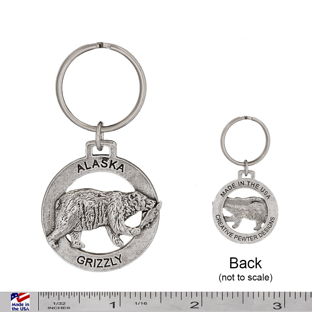 Alaska Grizzly Walking with Salmon Keychain A626KC