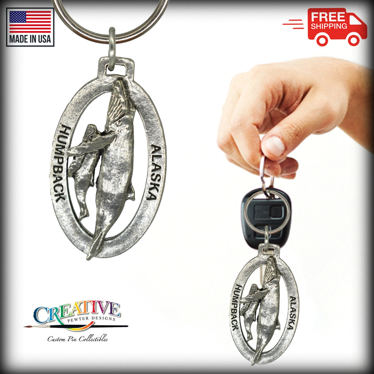 Alaska Humpback Whale Mother and Baby Keychain A628KC