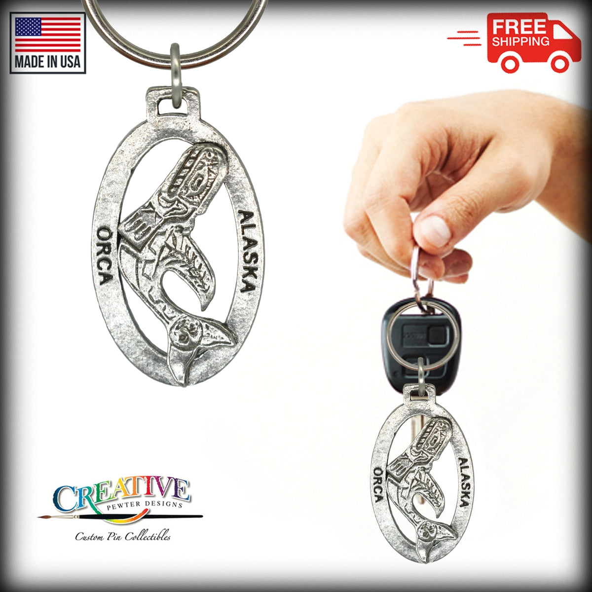 Alaska Native Whale Keychain A634KC