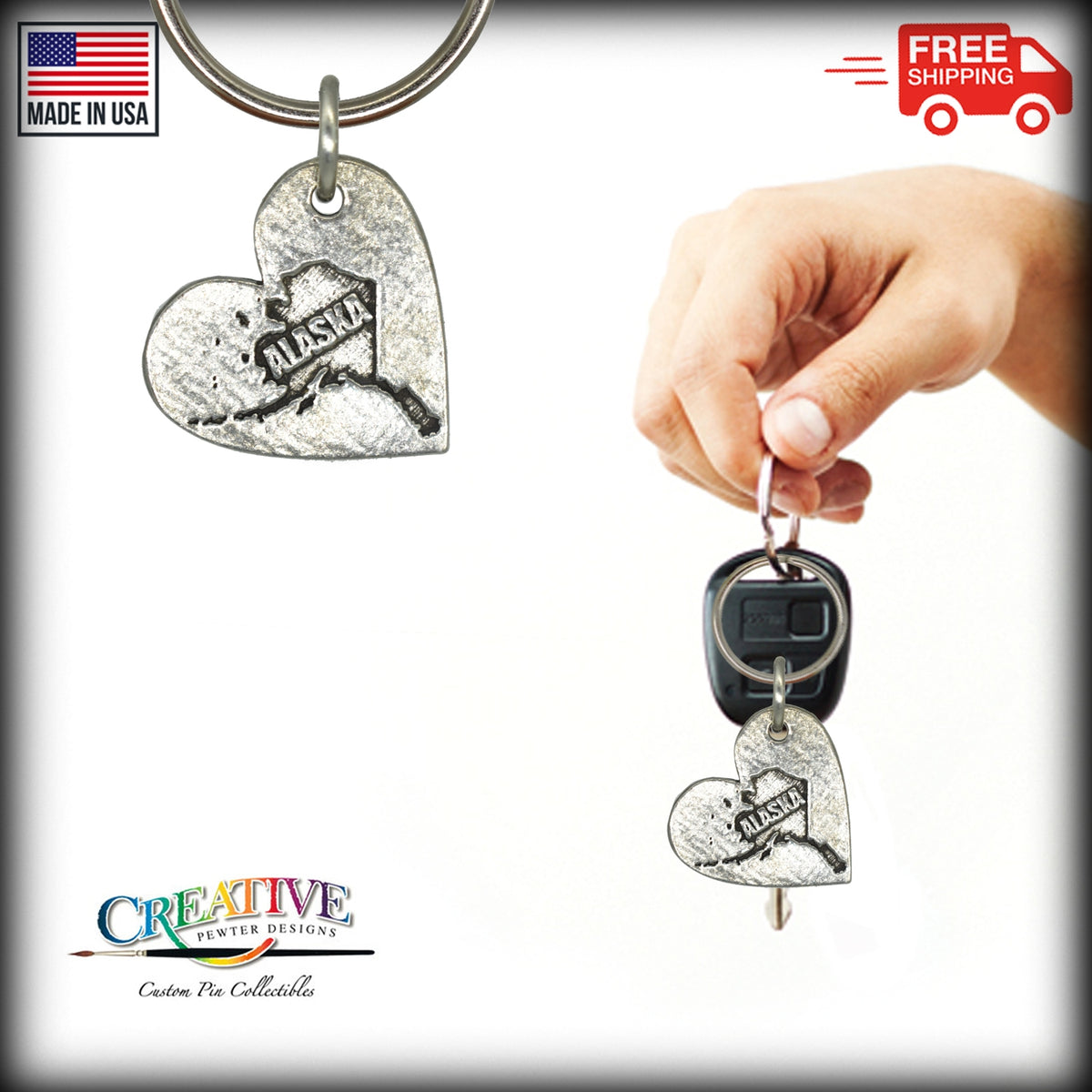 I Heart Alaska Keychain A638KC