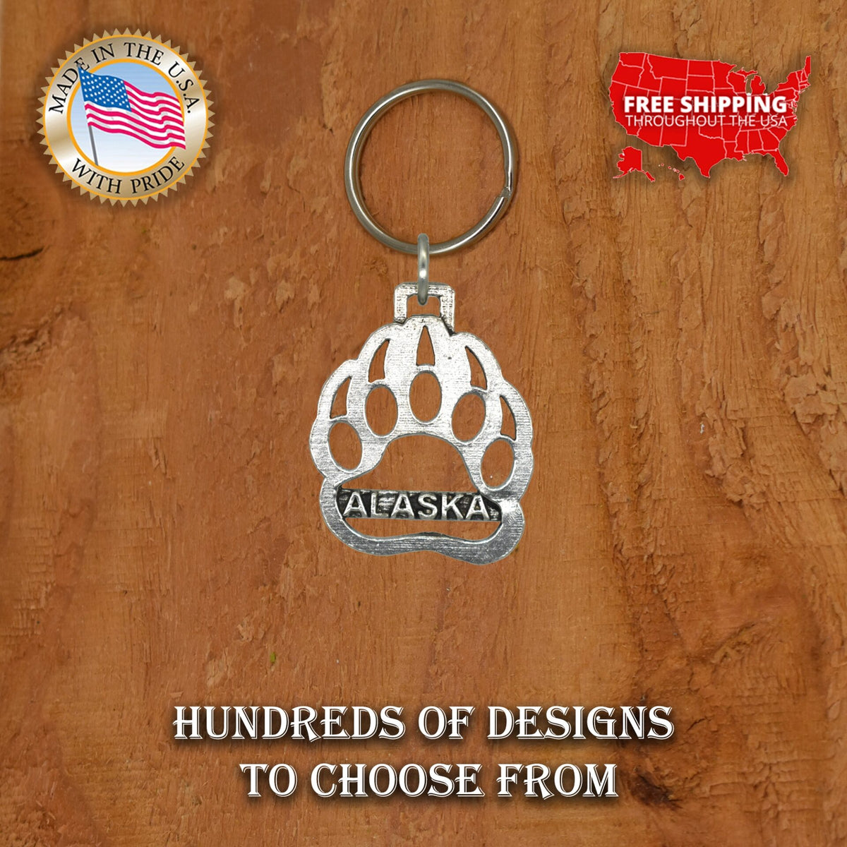 Alaska Bear Print Keychain A644KC